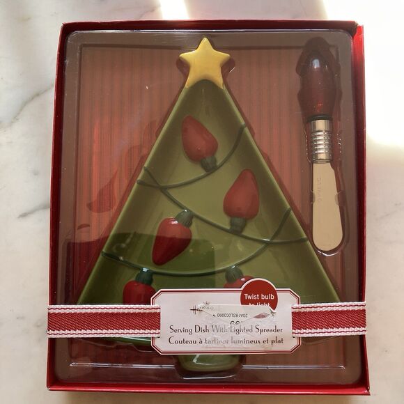 NEW Hallmark Christmas Tree Serving Dish With Lighted Spreader Xmas Holiday - Picture 1 of 4
